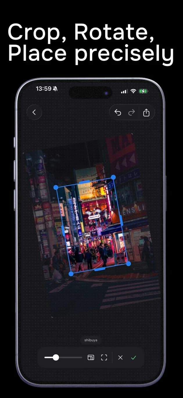 Crop, rotate, place precisely