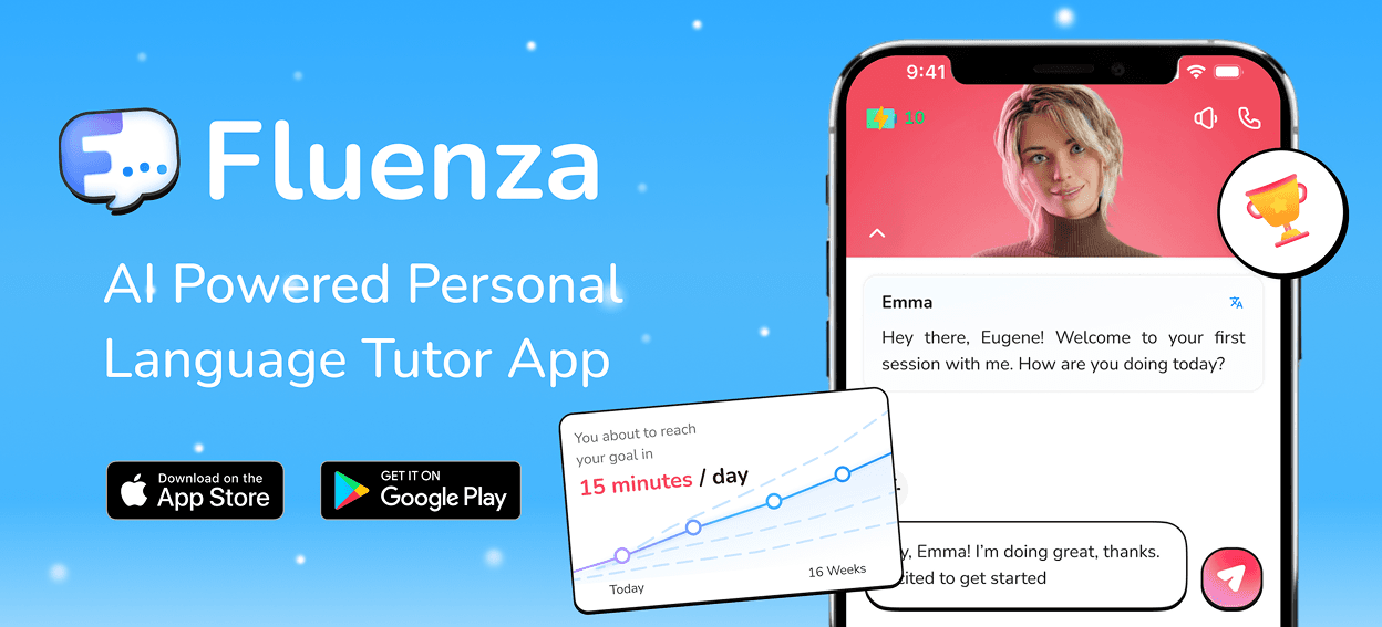 Fluenza AI-powered language tutor app